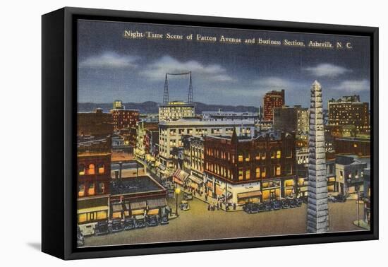 Night, Downtown Asheville, North Carolina-null-Framed Stretched Canvas