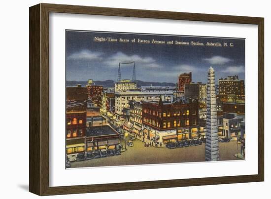 Night, Downtown Asheville, North Carolina-null-Framed Premium Giclee Print