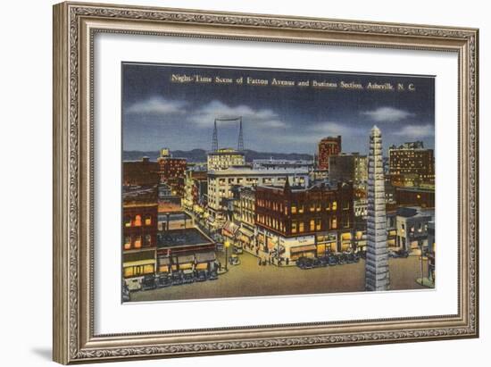 Night, Downtown Asheville, North Carolina-null-Framed Art Print