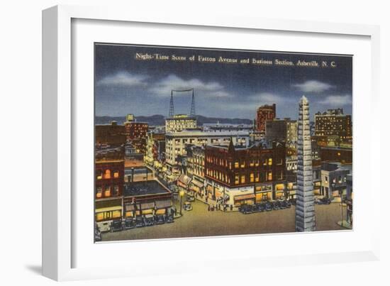 Night, Downtown Asheville, North Carolina-null-Framed Art Print