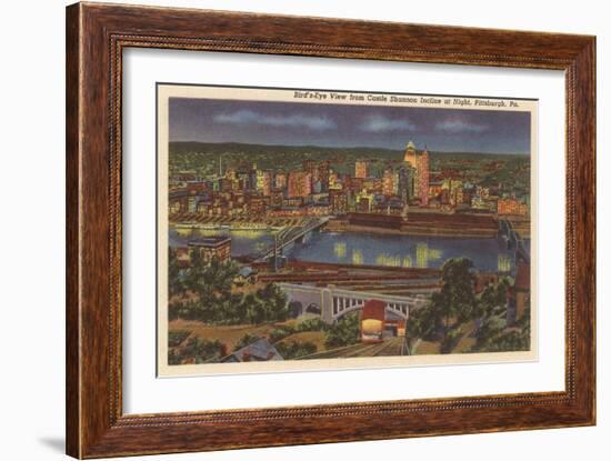 Night, Downtown Pittsburgh, Pennsylvania-null-Framed Art Print