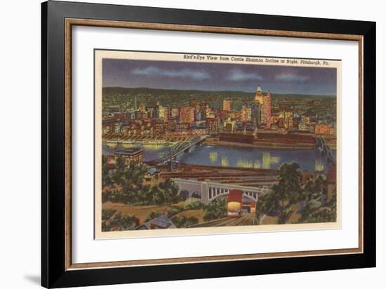 Night, Downtown Pittsburgh, Pennsylvania-null-Framed Art Print