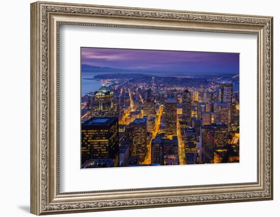 Night Downtown Skyline, Seattle, Washington, Usa-Stefano Politi Markovina-Framed Photographic Print