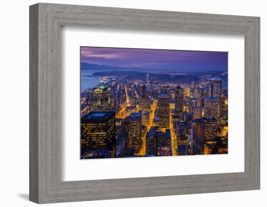 Night Downtown Skyline, Seattle, Washington, Usa-Stefano Politi Markovina-Framed Photographic Print