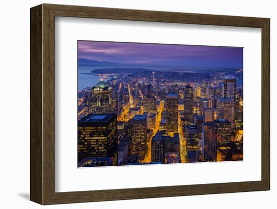 Night Downtown Skyline, Seattle, Washington, Usa-Stefano Politi Markovina-Framed Photographic Print