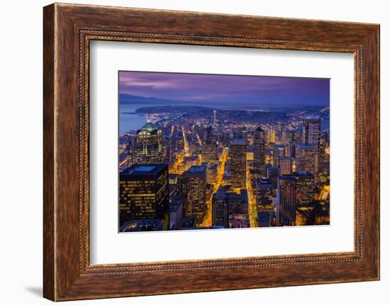 Night Downtown Skyline, Seattle, Washington, Usa-Stefano Politi Markovina-Framed Photographic Print