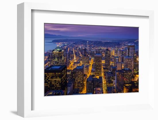 Night Downtown Skyline, Seattle, Washington, Usa-Stefano Politi Markovina-Framed Photographic Print