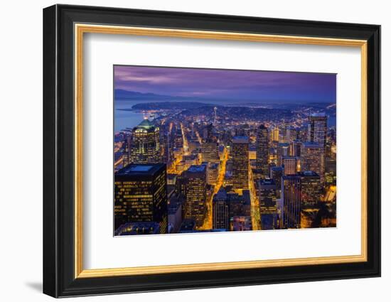 Night Downtown Skyline, Seattle, Washington, Usa-Stefano Politi Markovina-Framed Photographic Print