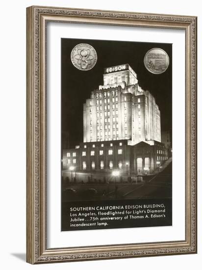 Night, Edison Building, Los Angeles, California-null-Framed Art Print