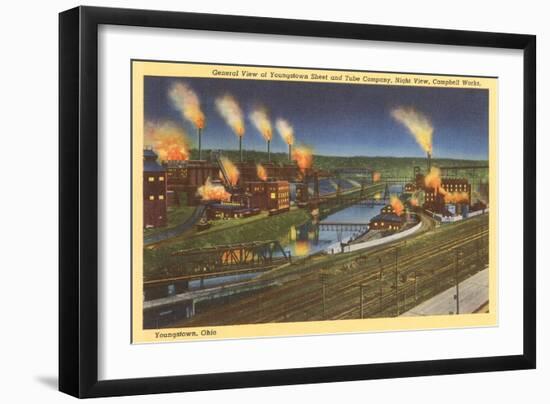 Night, Factories, Youngstown, Ohio-null-Framed Art Print