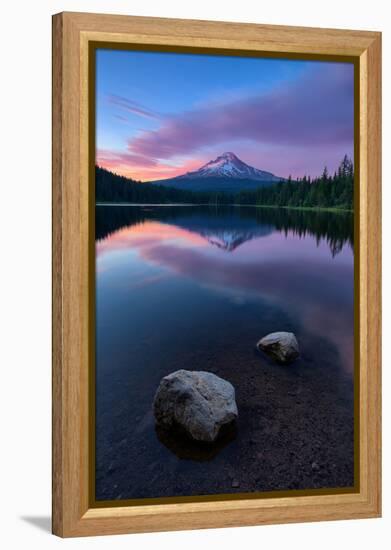 Night Falls at Trillium Lake Reflection, Summer Mount Hood Oregon-Vincent James-Framed Premier Image Canvas