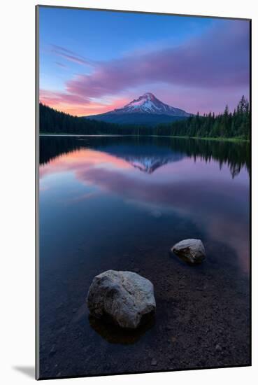 Night Falls at Trillium Lake Reflection, Summer Mount Hood Oregon-Vincent James-Mounted Photographic Print