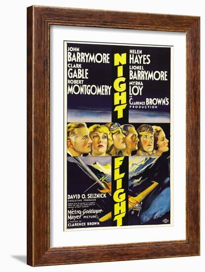 Night Flight, John Barrymore, Helen Hayes, Clark Gable, 1933-null-Framed Premium Giclee Print