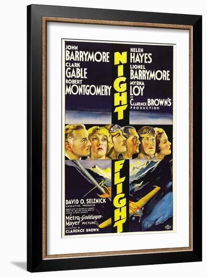 Night Flight, John Barrymore, Helen Hayes, Clark Gable, 1933-null-Framed Premium Giclee Print