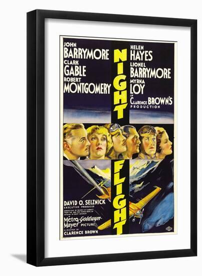 Night Flight, John Barrymore, Helen Hayes, Clark Gable, 1933-null-Framed Premium Giclee Print