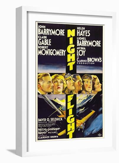 Night Flight, John Barrymore, Helen Hayes, Clark Gable, 1933-null-Framed Premium Giclee Print