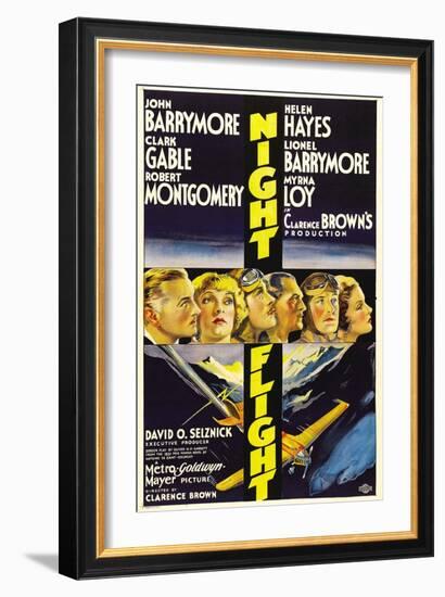 Night Flight, John Barrymore, Helen Hayes, Clark Gable, 1933-null-Framed Premium Giclee Print