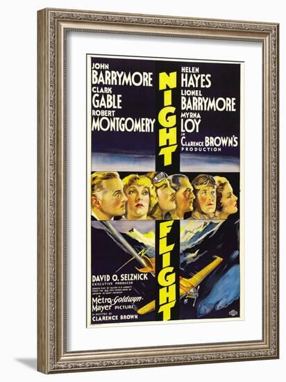 Night Flight, John Barrymore, Helen Hayes, Clark Gable, 1933-null-Framed Art Print