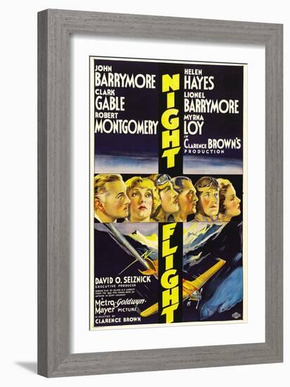 Night Flight, John Barrymore, Helen Hayes, Clark Gable, 1933-null-Framed Art Print