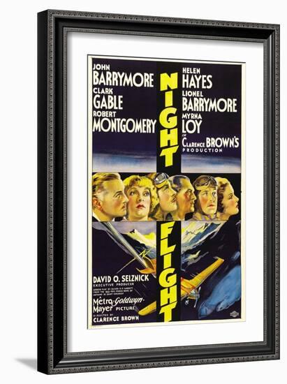 Night Flight, John Barrymore, Helen Hayes, Clark Gable, 1933-null-Framed Art Print