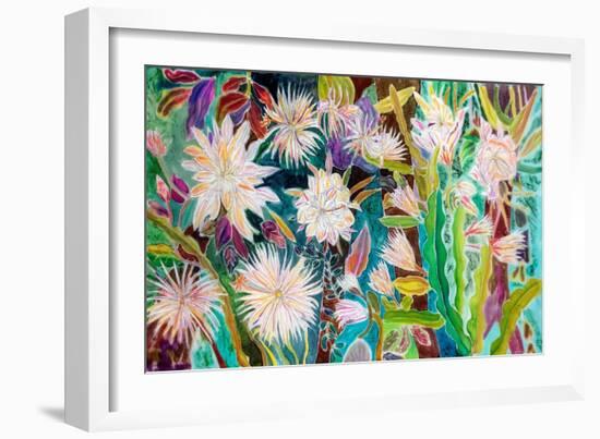 Night Flowering Moonflower, Peru, 2022 (Dyes on Silk)-Hilary Simon-Framed Giclee Print