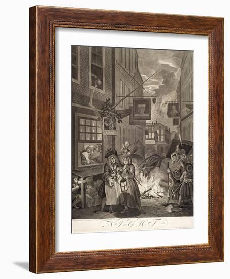 Night, from the Series "Four Times of Day", 1738-William Hogarth-Framed Giclee Print