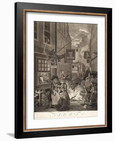 Night, from the Series "Four Times of Day", 1738-William Hogarth-Framed Giclee Print