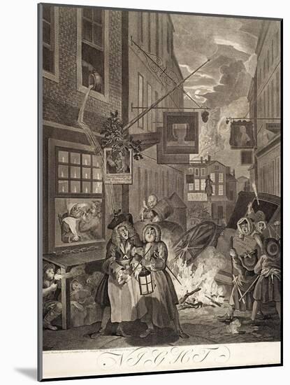 Night, from the Series "Four Times of Day", 1738-William Hogarth-Mounted Giclee Print