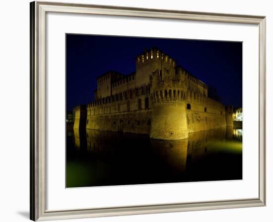 Night Glimpse of Rocca Sanvitale with Moat, Fontanellato, Near Parma, Emilia-Romagna, Italy-null-Framed Giclee Print