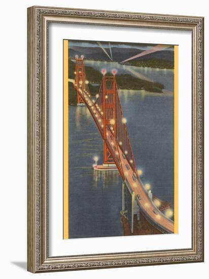 Night, Golden Gate Bridge, San Francisco, California-null-Framed Premium Giclee Print