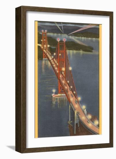 Night, Golden Gate Bridge, San Francisco, California-null-Framed Premium Giclee Print