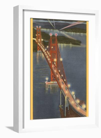 Night, Golden Gate Bridge, San Francisco, California-null-Framed Premium Giclee Print