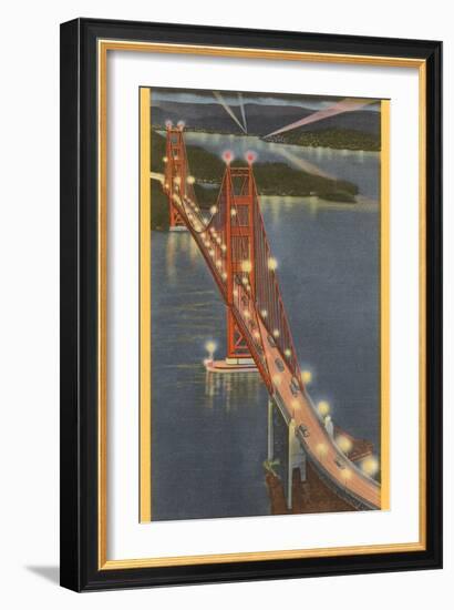 Night, Golden Gate Bridge, San Francisco, California-null-Framed Premium Giclee Print