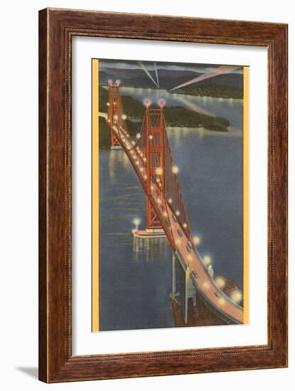 Night, Golden Gate Bridge, San Francisco, California-null-Framed Art Print