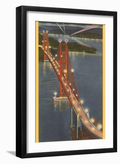 Night, Golden Gate Bridge, San Francisco, California-null-Framed Art Print