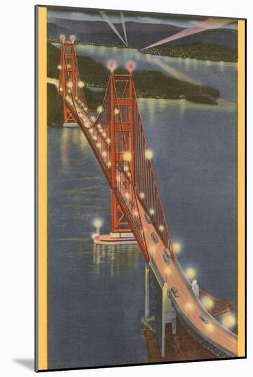 Night, Golden Gate Bridge, San Francisco, California-null-Mounted Art Print