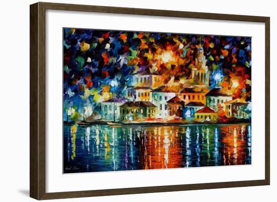 Night Harbour-Leonid Afremov-Framed Art Print