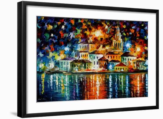 Night Harbour-Leonid Afremov-Framed Art Print