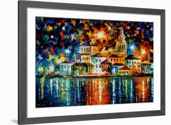 Night Harbour-Leonid Afremov-Framed Art Print