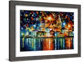 Night Harbour-Leonid Afremov-Framed Art Print