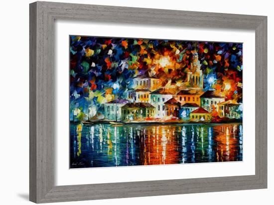 Night Harbour-Leonid Afremov-Framed Art Print