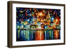 Night Harbour-Leonid Afremov-Framed Art Print