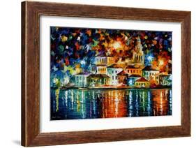 Night Harbour-Leonid Afremov-Framed Art Print