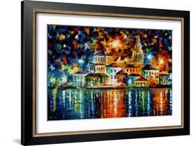 Night Harbour-Leonid Afremov-Framed Art Print