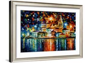 Night Harbour-Leonid Afremov-Framed Art Print