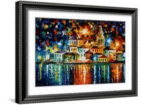 Night Harbour-Leonid Afremov-Framed Art Print