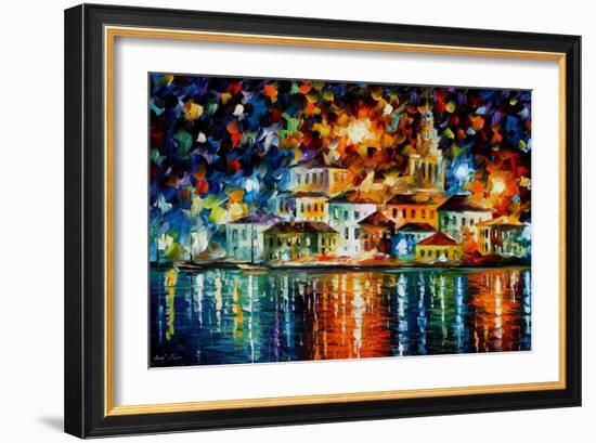 Night Harbour-Leonid Afremov-Framed Art Print