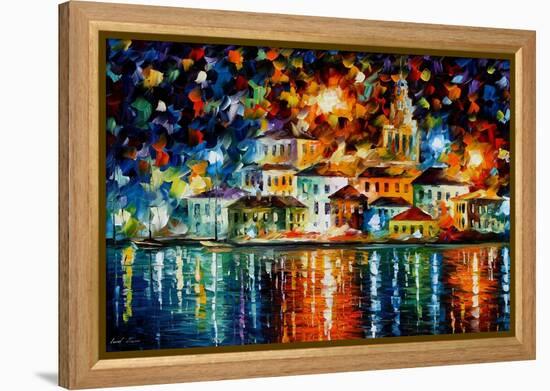 Night Harbour-Leonid Afremov-Framed Stretched Canvas