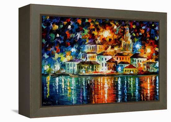 Night Harbour-Leonid Afremov-Framed Stretched Canvas