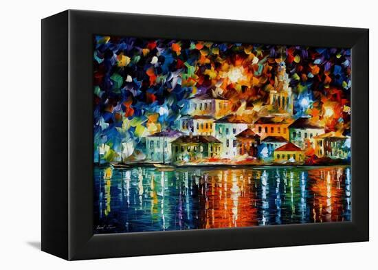 Night Harbour-Leonid Afremov-Framed Stretched Canvas